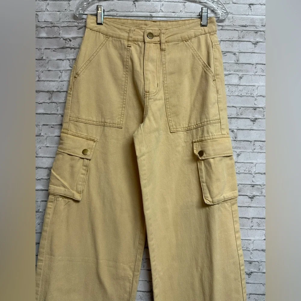 SHEIN Women's XS/2 Tan Cargo Carpenter Jeans Wide Leg